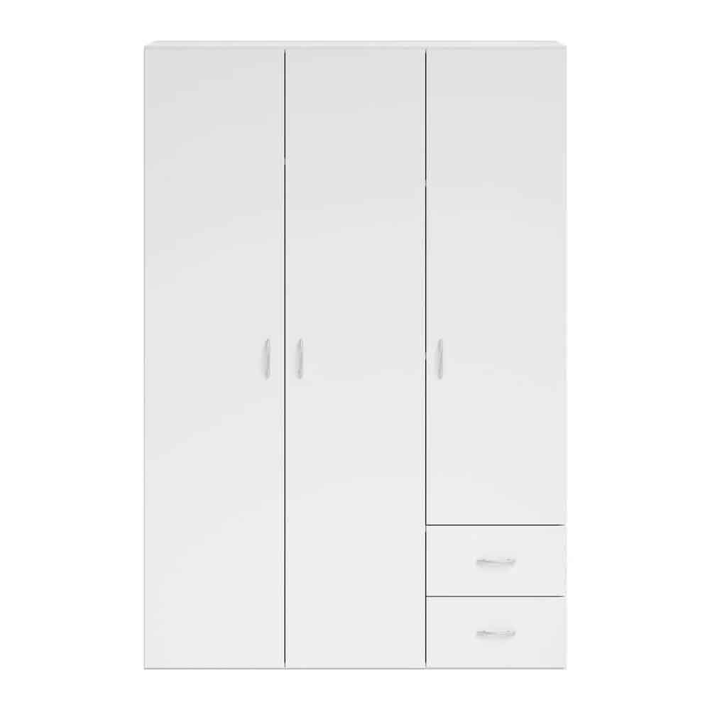 Binnenstad Wooden Wardrobe With 3 Doors 2 Drawers - White