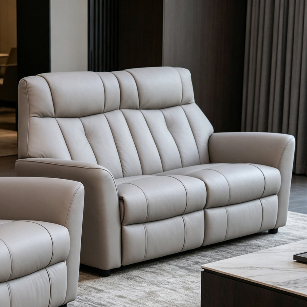 Bionel Leather 2 Seater Sofa in Grey