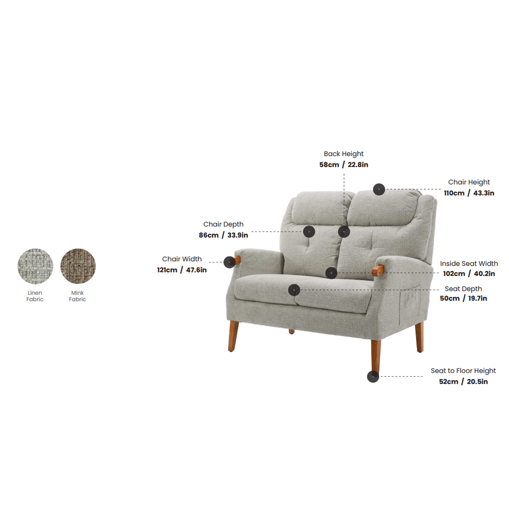 Itaquera Fabric 2 Seater Sofa in Mink