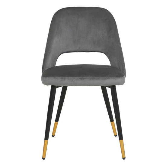 Biretta Grey Velvet Dining Chairs With Metal Frame In Pair Furniture