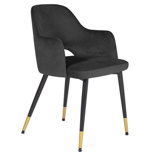 Product photograph of Biretta Velvet Armchair With Metal Frame In Black from Furniture in Fashion