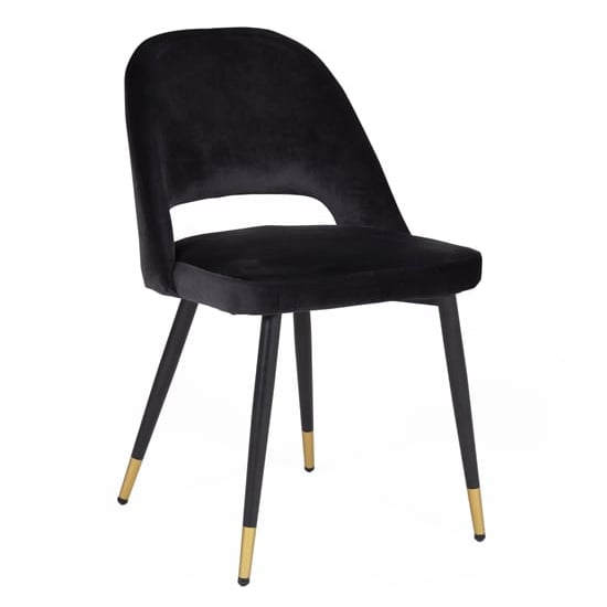 Product photograph of Biretta Velvet Dining Chair With Metal Frame In Black from Furniture in Fashion