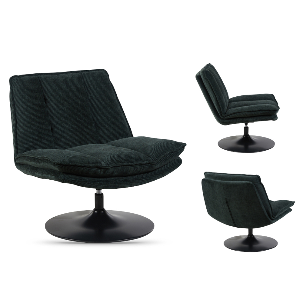 Birex Fabric Accent Chair with Metal Base in Dark Green