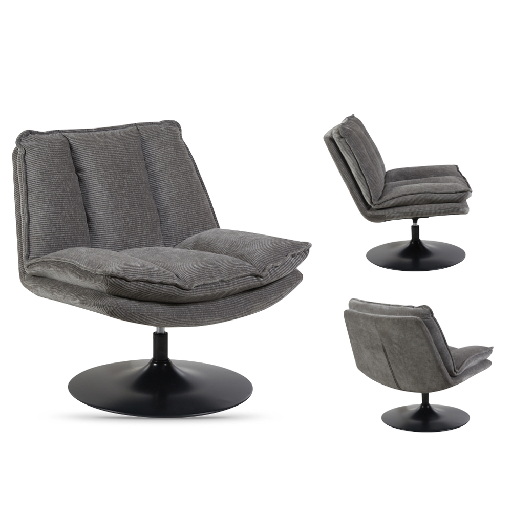 Birex Fabric Accent Chair with Metal Base in Grey