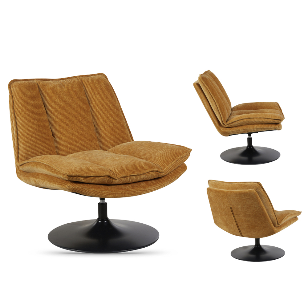 Birex Fabric Accent Chair with Metal Base in Ochre