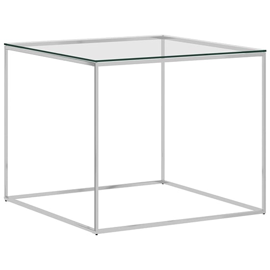 Read more about Birger square clear glass coffee table with silver frame