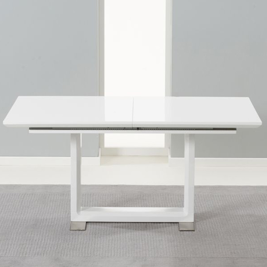 Birlane Rectangular High Gloss Extending Dining Table In White_2