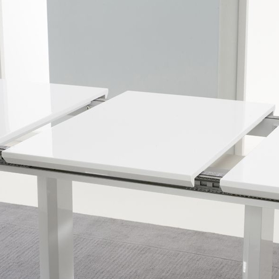 Birlane Rectangular High Gloss Extending Dining Table In White_3