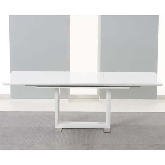 Birlane Rectangular High Gloss Extending Dining Table In White