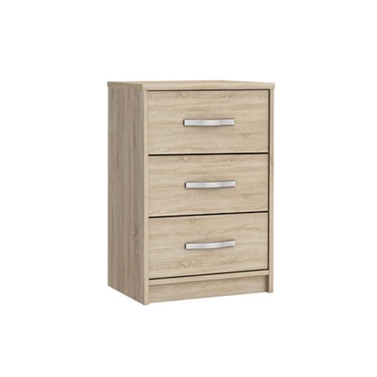 Birlea Wooden Bedside Cabinet In Brushed Oak With 3 Drawers Birlea Wooden Bedside Cabinet In Brushed Oak With 3 Drawers