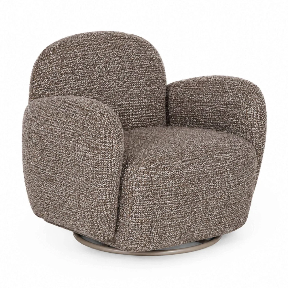 Birtley Fabric Swivel Accent Chair in Chocolate