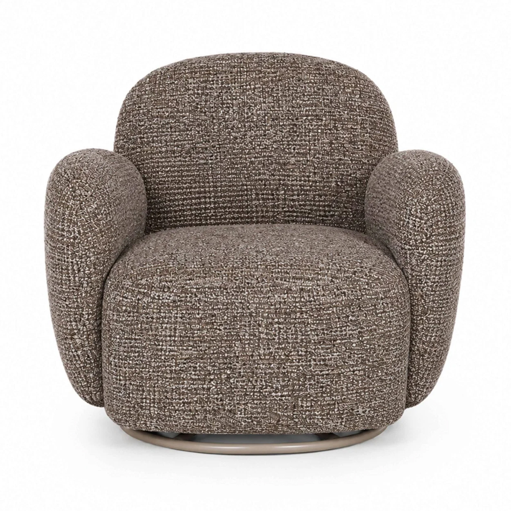 Birtley Fabric Swivel Accent Chair in Chocolate