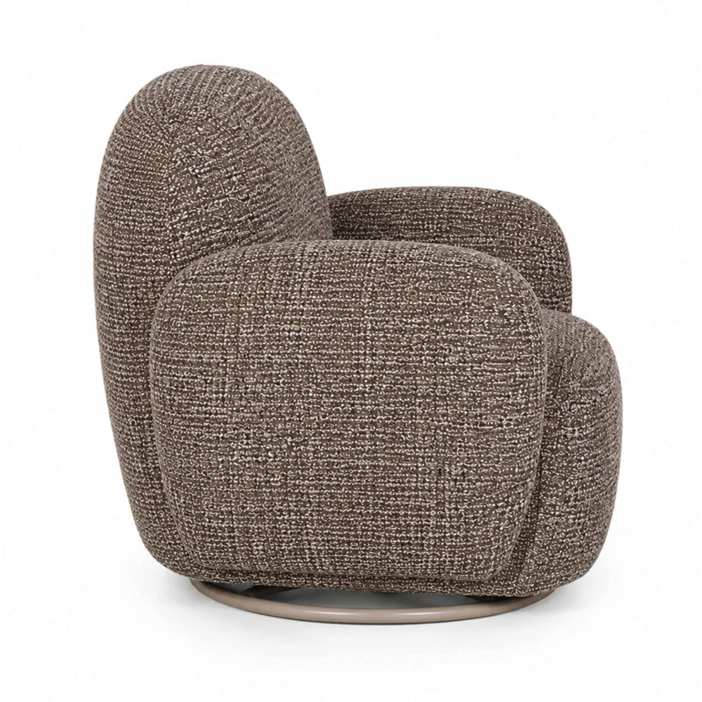 Birtley Fabric Swivel Accent Chair in Chocolate