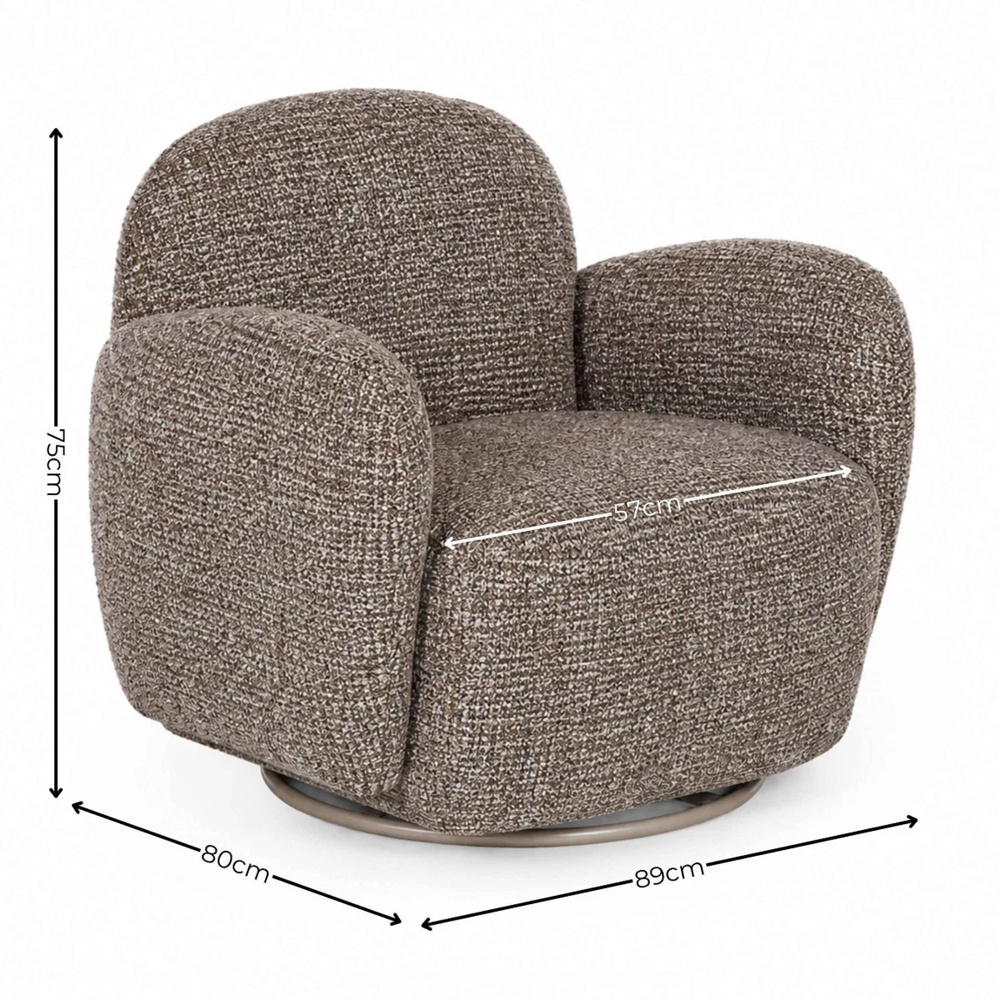 Birtley Fabric Swivel Accent Chair in Chocolate