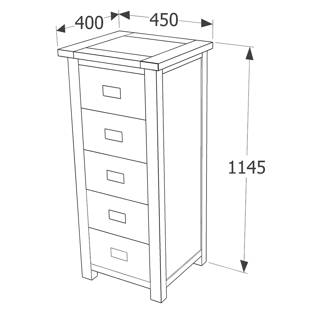 Birtley Tall Wooden Chest Of 5 Drawers In Rustic Oak
