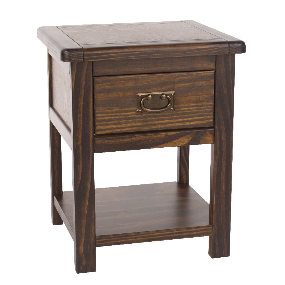 Product photograph of Birtley Wooden Bedside Cabinet With 1 Drawer In Dark Brown from Furniture in Fashion