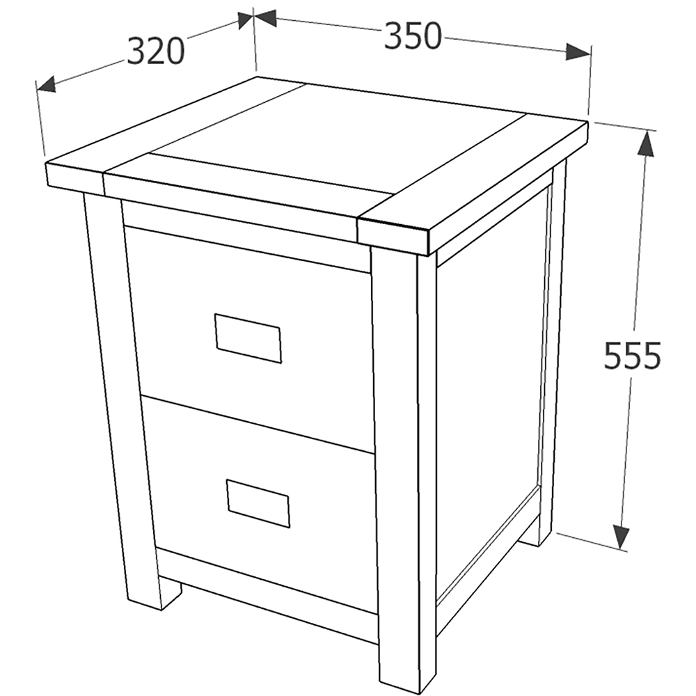 Birtley Wooden Bedside Cabinet With 2 Drawers In Rustic Oak