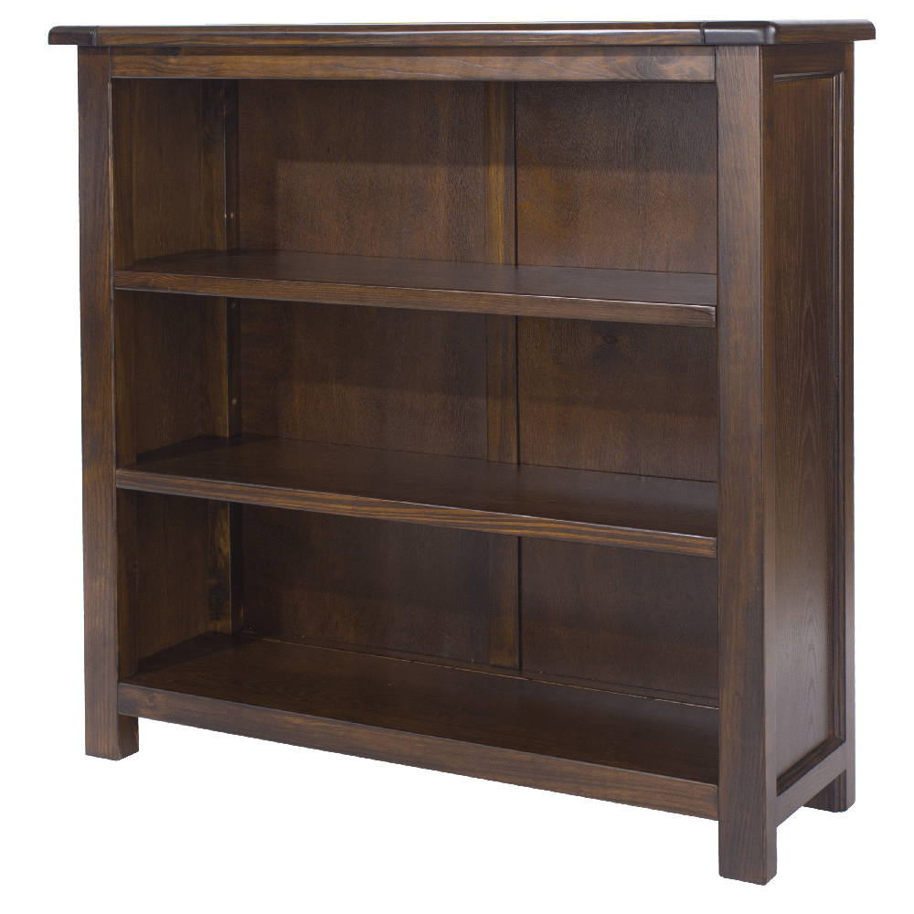 Birtley Wooden Bookcase With 3 Shelves In Dark Brown