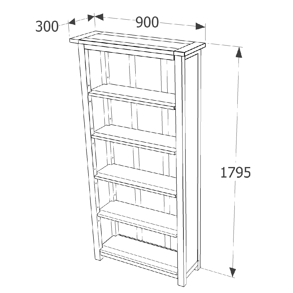 Birtley Wooden Bookcase With 5 Shelves In Dark Brown