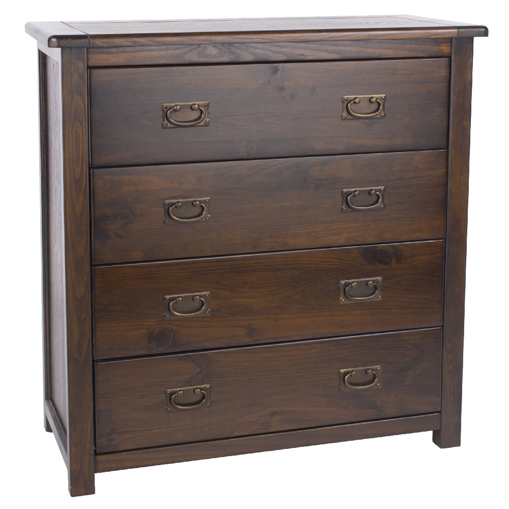 Birtley Wooden Chest Of 4 Drawers In Dark Brown
