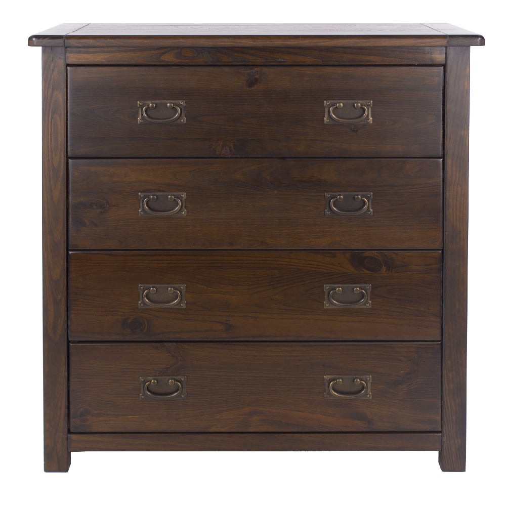 Birtley Wooden Chest Of 4 Drawers In Dark Brown