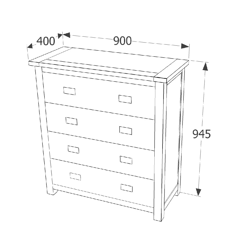 Birtley Wooden Chest Of 4 Drawers In Dark Brown