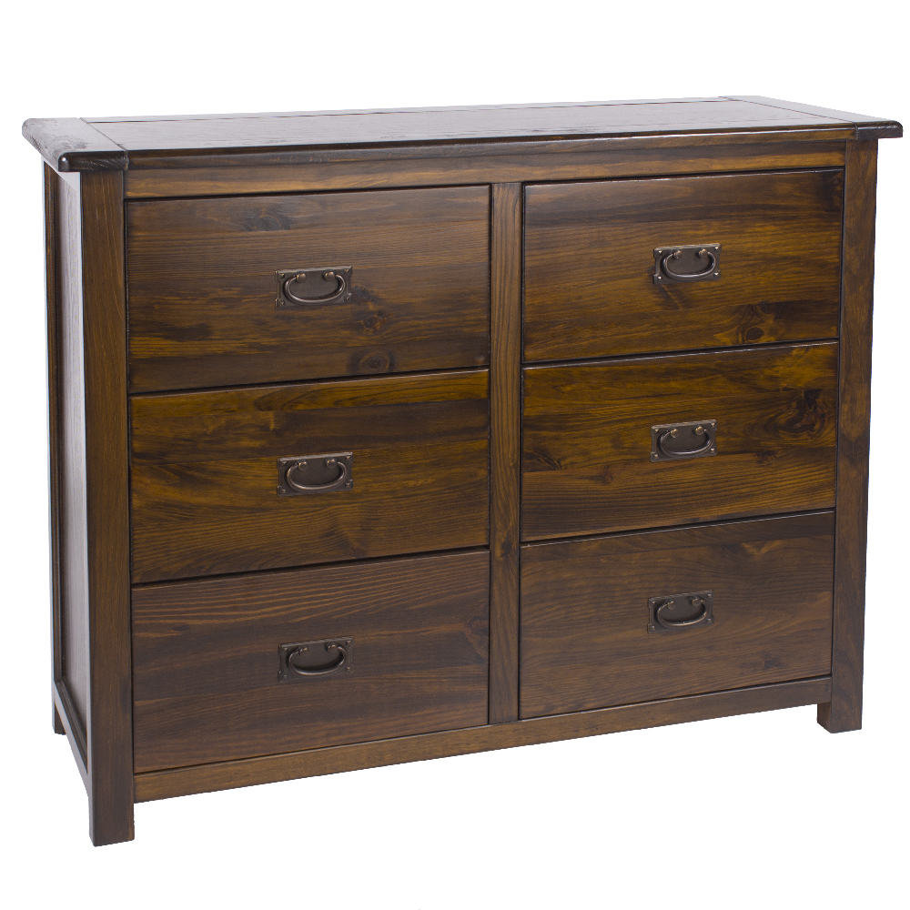 Birtley Wooden Chest Of 6 Drawers In Dark Brown