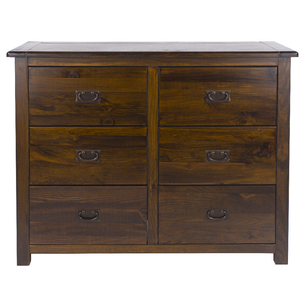 Birtley Wooden Chest Of 6 Drawers In Dark Brown