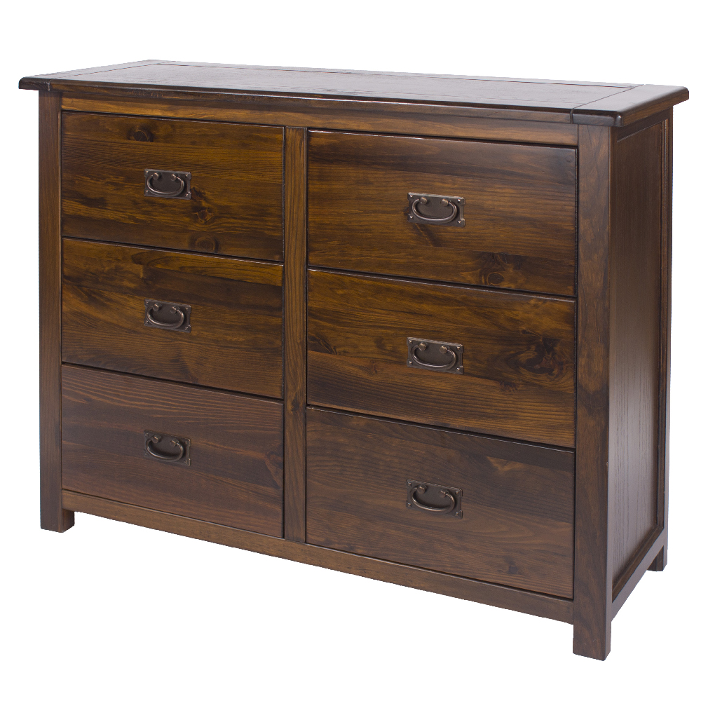 Birtley Wooden Chest Of 6 Drawers In Dark Brown