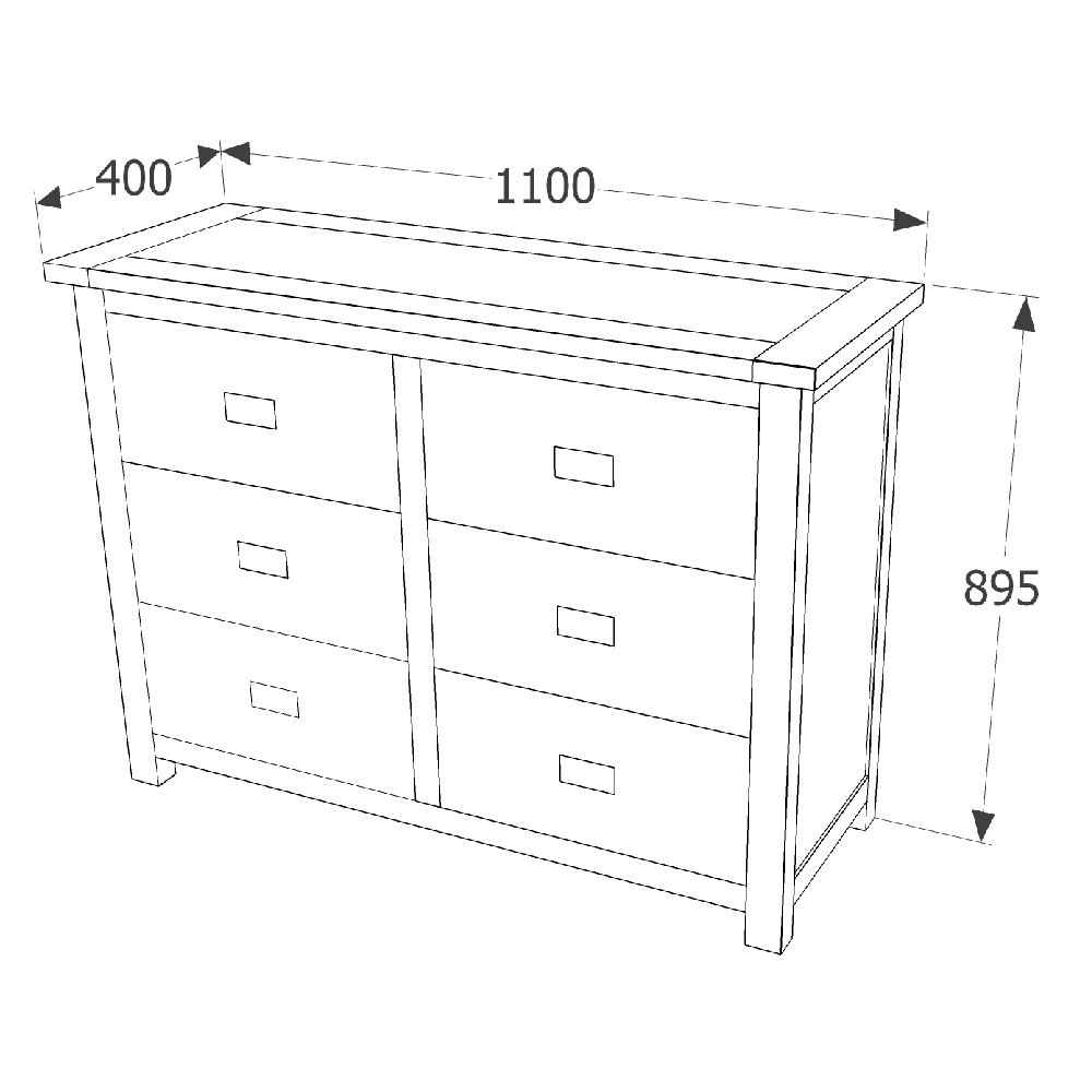 Birtley Wooden Chest Of 6 Drawers In Dark Brown