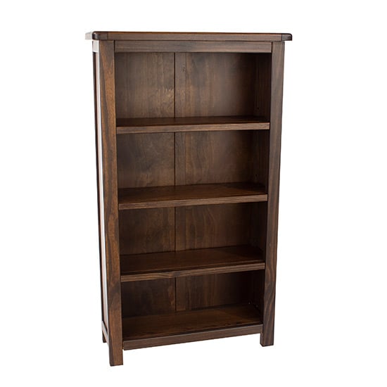 Birtley Wooden Narrow Bookcase With 3 Shelves In Dark Brown Furniture