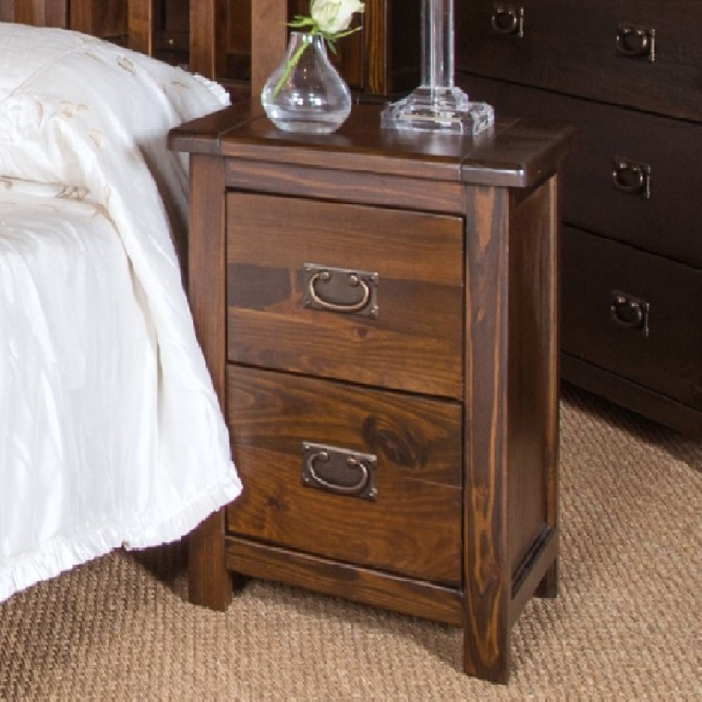 Read more about Birtley wooden tall bedside cabinet with 2 drawers in dark brown