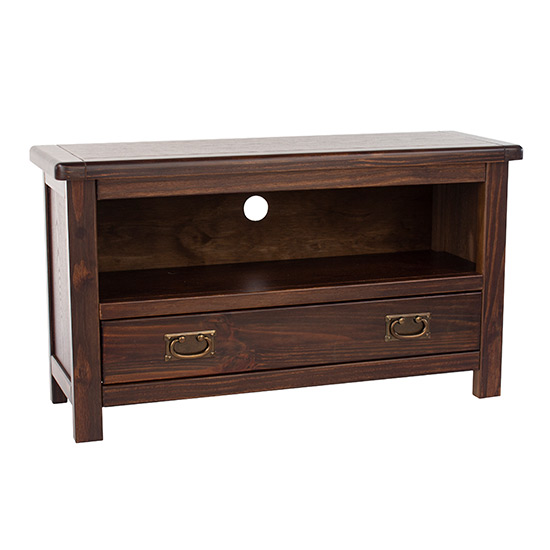 Birtley Wooden TV Stand With 1 Drawer In Dark Brown_1