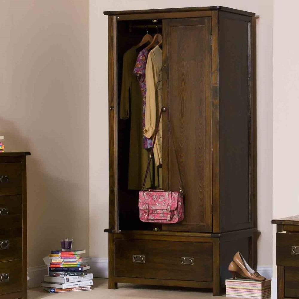 Read more about Birtley wooden wardrobe with 2 doors 1 drawer in dark brown