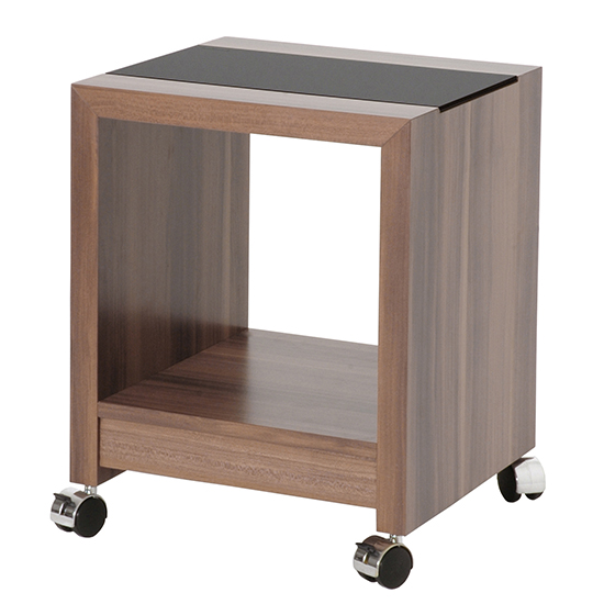 Product photograph of Bisbee Square Wooden Side Table On Castors In Walnut from Furniture in Fashion