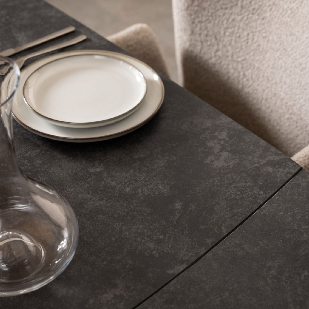 Bishop Ceramic Extending Dining Table With Metal Leg In Black