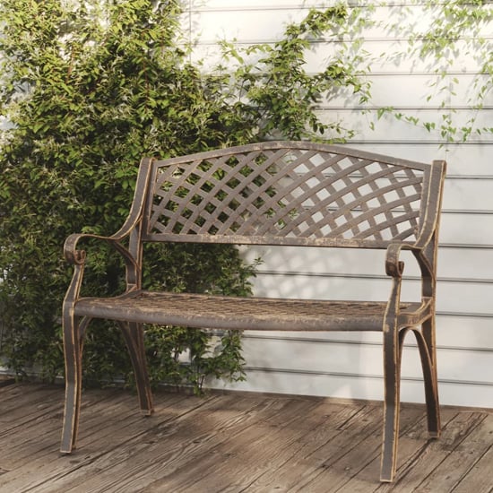 Bishti Outdoor Cast Aluminium Seating Bench In Bronze