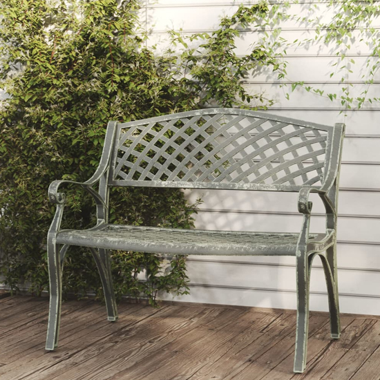 Photo of Bishti outdoor cast aluminium seating bench in green