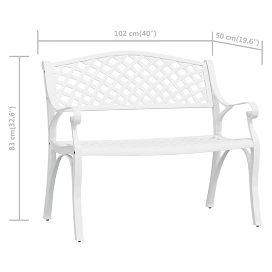Bishti Outdoor Cast Aluminium Seating Bench In White_6
