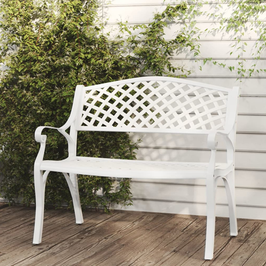 Bishti Outdoor Cast Aluminium Seating Bench In White
