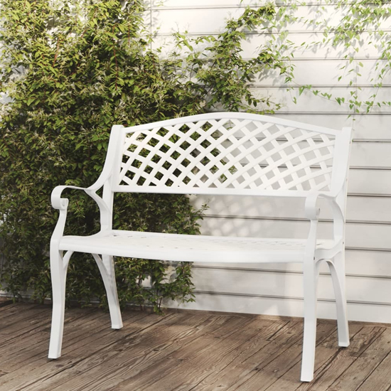 Read more about Bishti outdoor cast aluminium seating bench in white