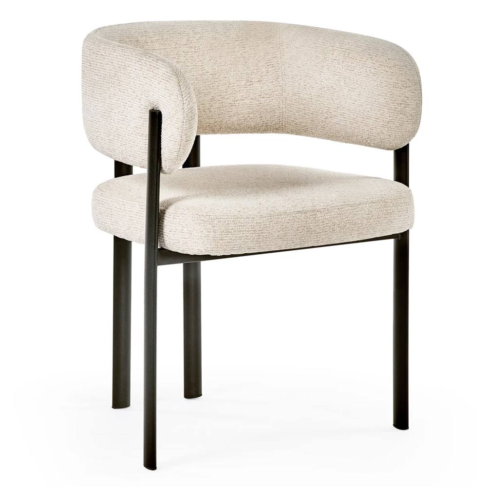 Bismarck Cream Chenille Fabric Dining Chairs - Pair