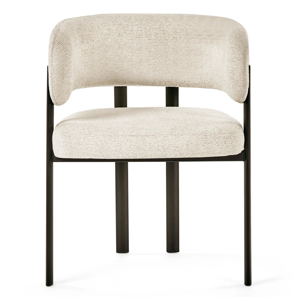 Bismarck Cream Chenille Fabric Dining Chairs - Pair
