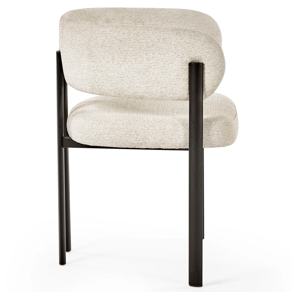 Bismarck Cream Chenille Fabric Dining Chairs - Pair