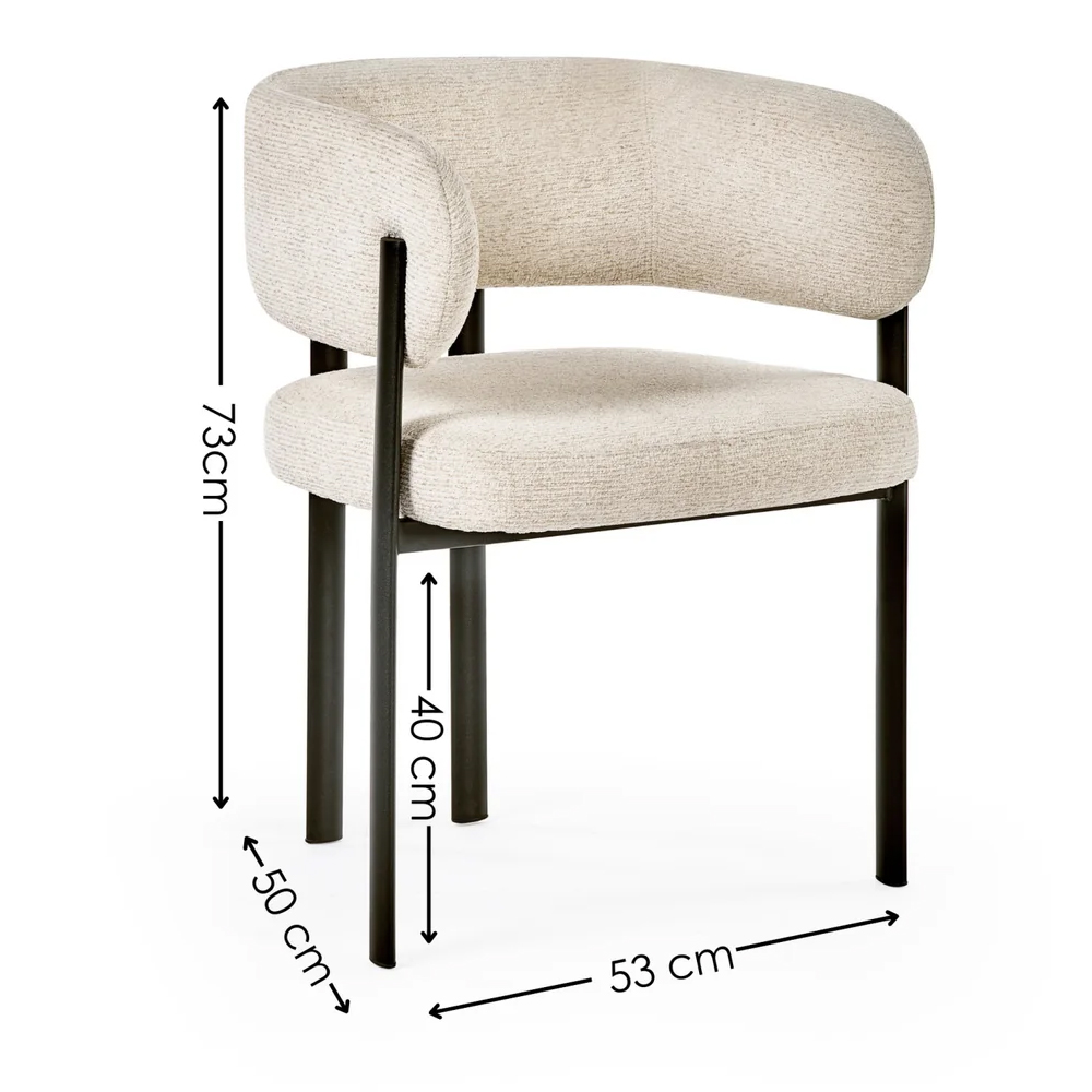 Bismarck Cream Chenille Fabric Dining Chairs - Pair