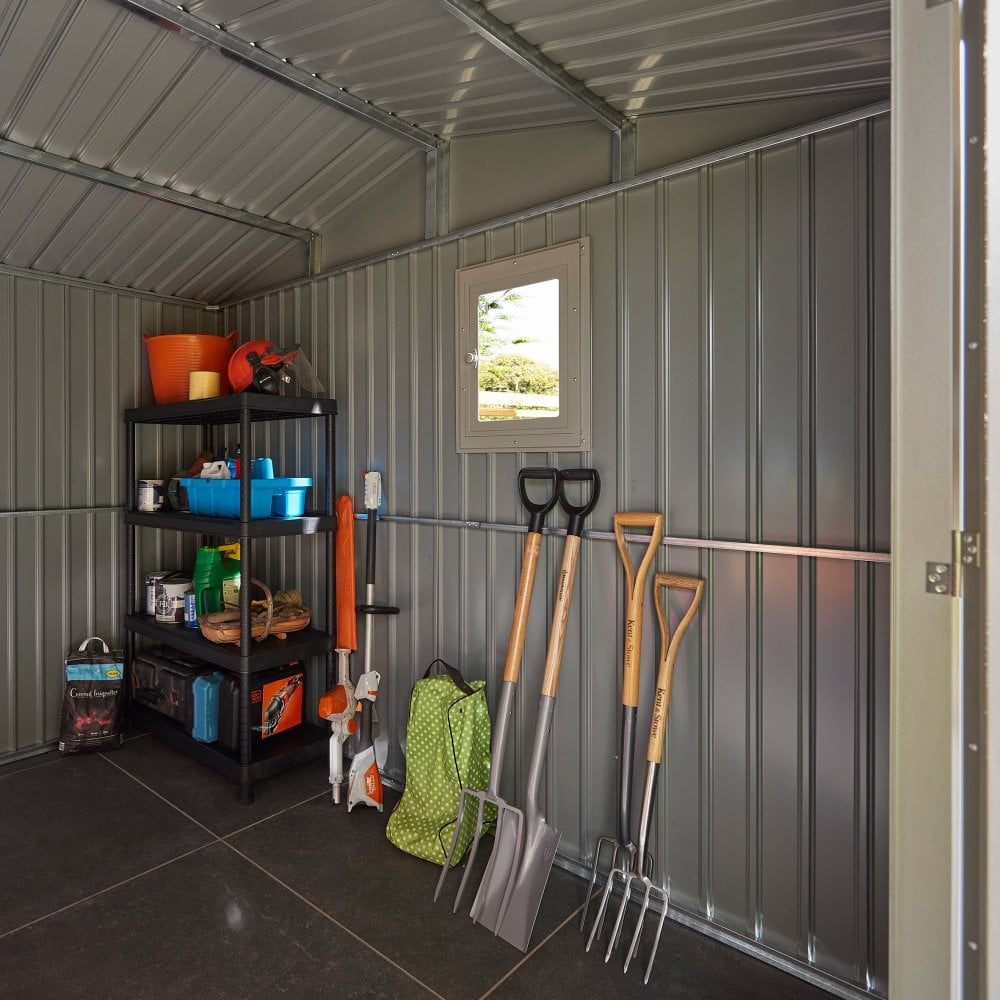 Bismarck 10x10 Galvanized Steel Grey Garden Shed With Foundation Kit
