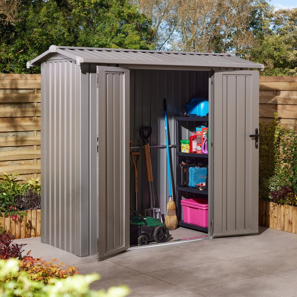 Bismarck 8x4 Galvanized Steel Grey Garden Shed With Foundation Kit