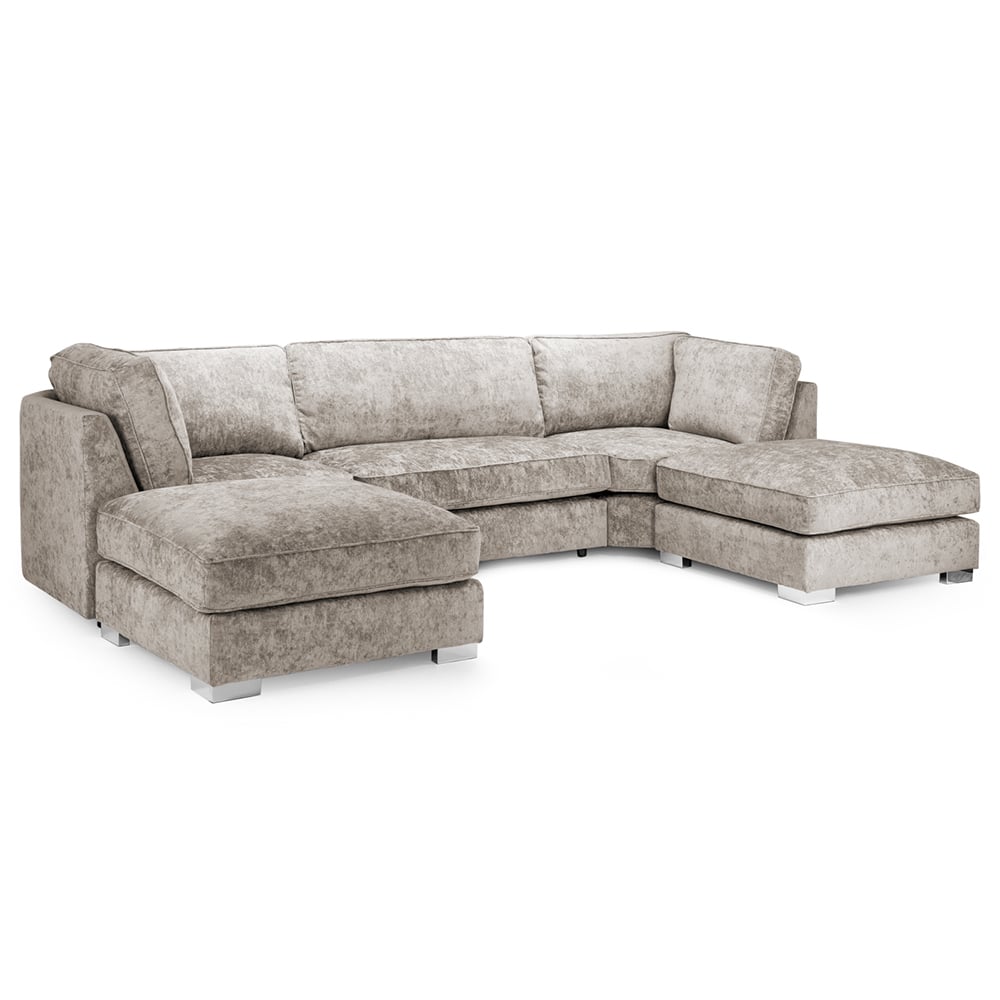 Bismarck Velvet Fullback U Shaped Corner Sofa In Truffle