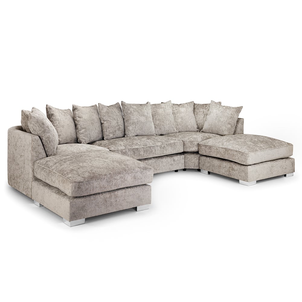 Bismarck Velvet Scatterback U Shaped Corner Sofa In Truffle