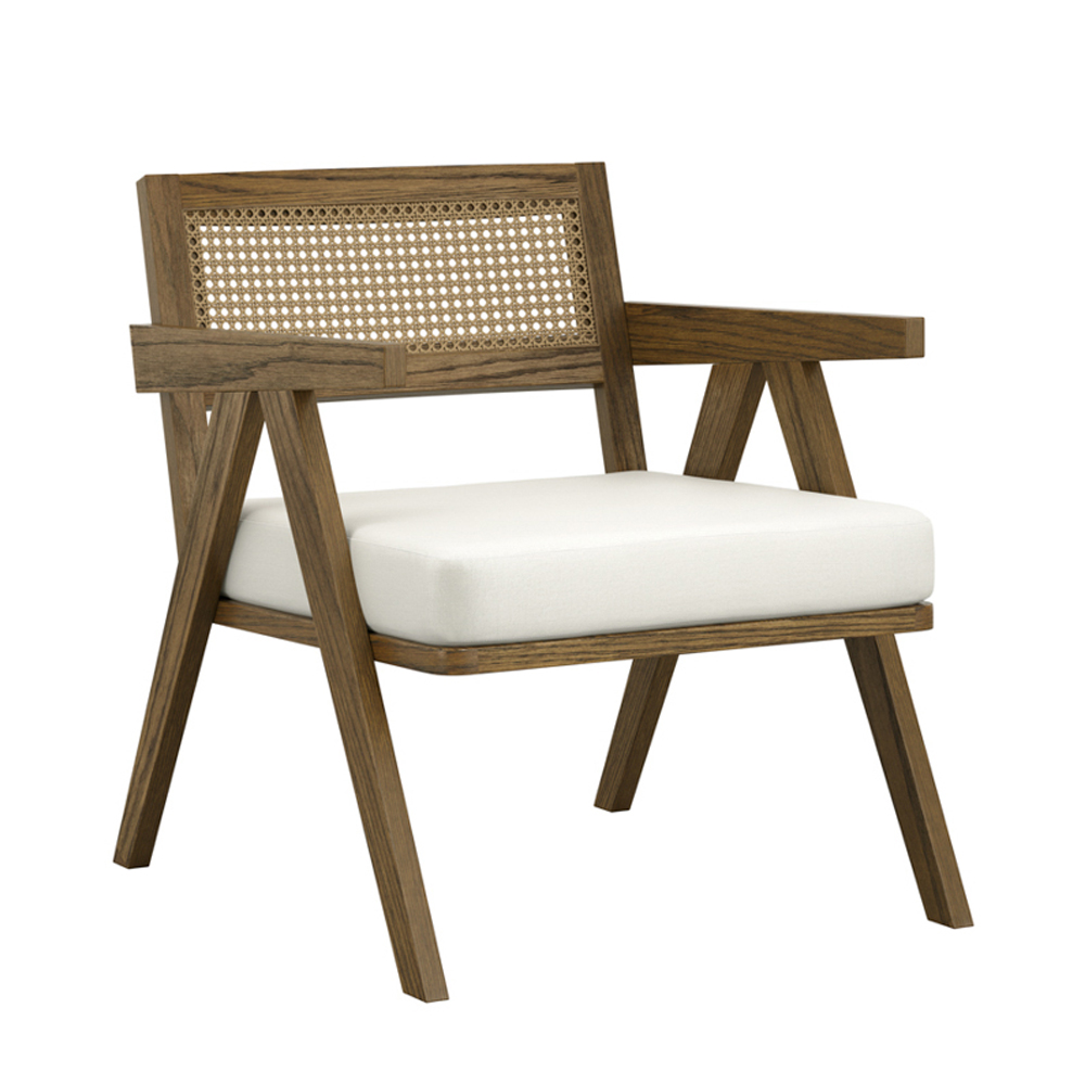 Bismarck Wooden Accent Chair With Fabric Seat - Smoked
